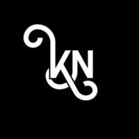 création de logo de lettre kn sur fond noir. concept de logo de lettre initiales créatives kn. conception de lettre kn. conception de lettre blanche kn sur fond noir. kn, kn logo vecteur