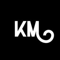 création de logo de lettre km sur fond noir. concept de logo de lettre initiales créatives km. conception de lettre km. km conception de lettre blanche sur fond noir. km, km logo vecteur