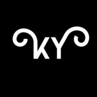 création de logo de lettre ky sur fond noir. concept de logo de lettre initiales créatives ky. conception de lettre ky. conception de lettre blanche ky sur fond noir. ky, ky logo vecteur