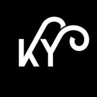 création de logo de lettre ky sur fond noir. concept de logo de lettre initiales créatives ky. conception de lettre ky. conception de lettre blanche ky sur fond noir. ky, ky logo vecteur