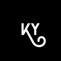 création de logo de lettre ky sur fond noir. concept de logo de lettre initiales créatives ky. conception de lettre ky. conception de lettre blanche ky sur fond noir. ky, ky logo vecteur