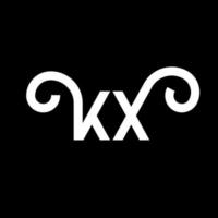 création de logo de lettre kx sur fond noir. concept de logo de lettre initiales créatives kx. conception de lettre kx. kx conception de lettre blanche sur fond noir. kx, logo kx vecteur