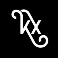 création de logo de lettre kx sur fond noir. concept de logo de lettre initiales créatives kx. conception de lettre kx. kx conception de lettre blanche sur fond noir. kx, logo kx vecteur