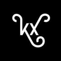 création de logo de lettre kx sur fond noir. concept de logo de lettre initiales créatives kx. conception de lettre kx. kx conception de lettre blanche sur fond noir. kx, logo kx vecteur