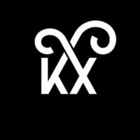 création de logo de lettre kx sur fond noir. concept de logo de lettre initiales créatives kx. conception de lettre kx. kx conception de lettre blanche sur fond noir. kx, logo kx vecteur