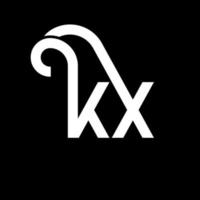 création de logo de lettre kx sur fond noir. concept de logo de lettre initiales créatives kx. conception de lettre kx. kx conception de lettre blanche sur fond noir. kx, logo kx vecteur