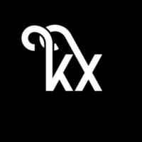 création de logo de lettre kx sur fond noir. concept de logo de lettre initiales créatives kx. conception de lettre kx. kx conception de lettre blanche sur fond noir. kx, logo kx vecteur