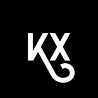 création de logo de lettre kx sur fond noir. concept de logo de lettre initiales créatives kx. conception de lettre kx. kx conception de lettre blanche sur fond noir. kx, logo kx vecteur