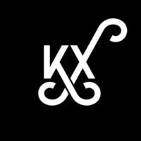 création de logo de lettre kx sur fond noir. concept de logo de lettre initiales créatives kx. conception de lettre kx. kx conception de lettre blanche sur fond noir. kx, logo kx vecteur