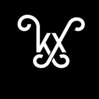 création de logo de lettre kx sur fond noir. concept de logo de lettre initiales créatives kx. conception de lettre kx. kx conception de lettre blanche sur fond noir. kx, logo kx vecteur