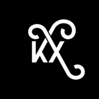 création de logo de lettre kx sur fond noir. concept de logo de lettre initiales créatives kx. conception de lettre kx. kx conception de lettre blanche sur fond noir. kx, logo kx vecteur