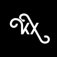 création de logo de lettre kx sur fond noir. concept de logo de lettre initiales créatives kx. conception de lettre kx. kx conception de lettre blanche sur fond noir. kx, logo kx vecteur
