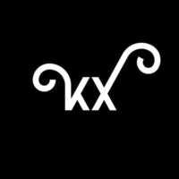 création de logo de lettre kx sur fond noir. concept de logo de lettre initiales créatives kx. conception de lettre kx. kx conception de lettre blanche sur fond noir. kx, logo kx vecteur