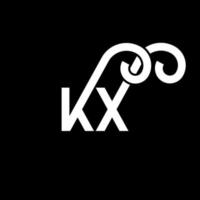 création de logo de lettre kx sur fond noir. concept de logo de lettre initiales créatives kx. conception de lettre kx. kx conception de lettre blanche sur fond noir. kx, logo kx vecteur