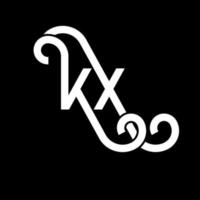 création de logo de lettre kx sur fond noir. concept de logo de lettre initiales créatives kx. conception de lettre kx. kx conception de lettre blanche sur fond noir. kx, logo kx vecteur