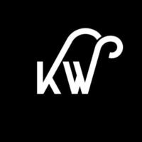 création de logo de lettre kw sur fond noir. concept de logo de lettre initiales créatives kw. conception de lettre kw. conception de lettre blanche kw sur fond noir. kw, kw logo vecteur