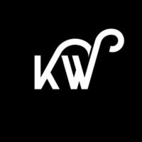 création de logo de lettre kw sur fond noir. concept de logo de lettre initiales créatives kw. conception de lettre kw. conception de lettre blanche kw sur fond noir. kw, kw logo vecteur