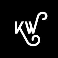 création de logo de lettre kw sur fond noir. concept de logo de lettre initiales créatives kw. conception de lettre kw. conception de lettre blanche kw sur fond noir. kw, kw logo vecteur