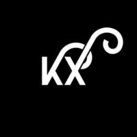 création de logo de lettre kx sur fond noir. concept de logo de lettre initiales créatives kx. conception de lettre kx. kx conception de lettre blanche sur fond noir. kx, logo kx vecteur