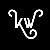 création de logo de lettre kw sur fond noir. concept de logo de lettre initiales créatives kw. conception de lettre kw. conception de lettre blanche kw sur fond noir. kw, kw logo vecteur
