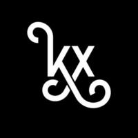 création de logo de lettre kx sur fond noir. concept de logo de lettre initiales créatives kx. conception de lettre kx. kx conception de lettre blanche sur fond noir. kx, logo kx vecteur