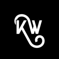 création de logo de lettre kw sur fond noir. concept de logo de lettre initiales créatives kw. conception de lettre kw. conception de lettre blanche kw sur fond noir. kw, kw logo vecteur