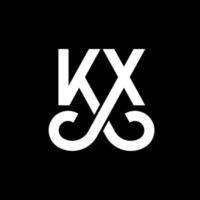 création de logo de lettre kx sur fond noir. concept de logo de lettre initiales créatives kx. conception de lettre kx. kx conception de lettre blanche sur fond noir. kx, logo kx vecteur