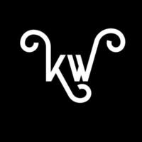 création de logo de lettre kw sur fond noir. concept de logo de lettre initiales créatives kw. conception de lettre kw. conception de lettre blanche kw sur fond noir. kw, kw logo vecteur