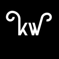 création de logo de lettre kw sur fond noir. concept de logo de lettre initiales créatives kw. conception de lettre kw. conception de lettre blanche kw sur fond noir. kw, kw logo vecteur