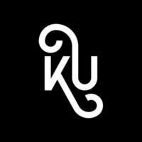 création de logo de lettre ku sur fond noir. ku concept de logo de lettre initiales créatives. conception de lettre ku. conception de lettre blanche ku sur fond noir. ku, ku logo vecteur