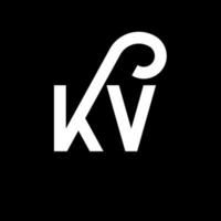 création de logo de lettre kv sur fond noir. kv concept de logo de lettre initiales créatives. conception de lettre kv. conception de lettre kv blanche sur fond noir. kv, logo kv vecteur