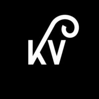 création de logo de lettre kv sur fond noir. kv concept de logo de lettre initiales créatives. conception de lettre kv. conception de lettre kv blanche sur fond noir. kv, logo kv vecteur