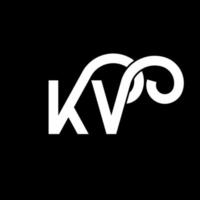 création de logo de lettre kv sur fond noir. kv concept de logo de lettre initiales créatives. conception de lettre kv. conception de lettre kv blanche sur fond noir. kv, logo kv vecteur