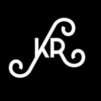 création de logo de lettre kr sur fond noir. kr concept de logo de lettre initiales créatives. conception de lettre kr. kr conception de lettre blanche sur fond noir. kr, kr logo vecteur