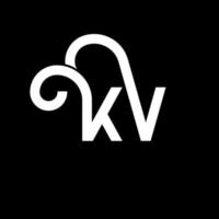 création de logo de lettre kv sur fond noir. kv concept de logo de lettre initiales créatives. conception de lettre kv. conception de lettre kv blanche sur fond noir. kv, logo kv vecteur