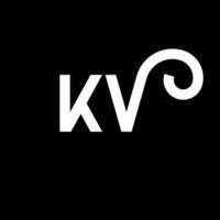 création de logo de lettre kv sur fond noir. kv concept de logo de lettre initiales créatives. conception de lettre kv. conception de lettre kv blanche sur fond noir. kv, logo kv vecteur
