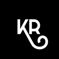 création de logo de lettre kr sur fond noir. kr concept de logo de lettre initiales créatives. conception de lettre kr. kr conception de lettre blanche sur fond noir. kr, kr logo vecteur