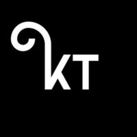 création de logo de lettre kt sur fond noir. concept de logo de lettre initiales créatives kt. conception de lettre kt. conception de lettre blanche kt sur fond noir. kt, kt logo vecteur