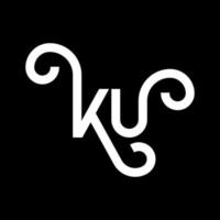 création de logo de lettre ku sur fond noir. ku concept de logo de lettre initiales créatives. conception de lettre ku. conception de lettre blanche ku sur fond noir. ku, ku logo vecteur