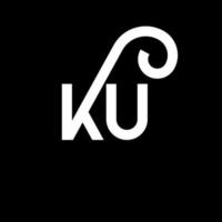 création de logo de lettre ku sur fond noir. ku concept de logo de lettre initiales créatives. conception de lettre ku. conception de lettre blanche ku sur fond noir. ku, ku logo vecteur