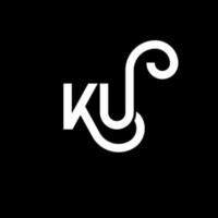 création de logo de lettre ku sur fond noir. ku concept de logo de lettre initiales créatives. conception de lettre ku. conception de lettre blanche ku sur fond noir. ku, ku logo vecteur