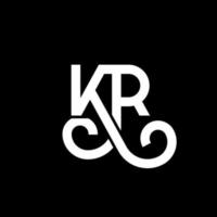 création de logo de lettre kr sur fond noir. kr concept de logo de lettre initiales créatives. conception de lettre kr. kr conception de lettre blanche sur fond noir. kr, kr logo vecteur