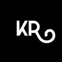 création de logo de lettre kr sur fond noir. kr concept de logo de lettre initiales créatives. conception de lettre kr. kr conception de lettre blanche sur fond noir. kr, kr logo vecteur