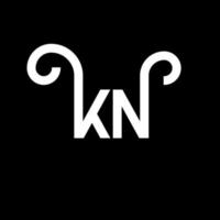 création de logo de lettre kn sur fond noir. concept de logo de lettre initiales créatives kn. conception de lettre kn. conception de lettre blanche kn sur fond noir. kn, kn logo vecteur