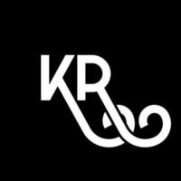 création de logo de lettre kr sur fond noir. kr concept de logo de lettre initiales créatives. conception de lettre kr. kr conception de lettre blanche sur fond noir. kr, kr logo vecteur