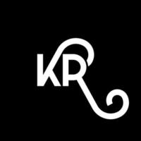 création de logo de lettre kr sur fond noir. kr concept de logo de lettre initiales créatives. conception de lettre kr. kr conception de lettre blanche sur fond noir. kr, kr logo vecteur