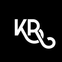 création de logo de lettre kr sur fond noir. kr concept de logo de lettre initiales créatives. conception de lettre kr. kr conception de lettre blanche sur fond noir. kr, kr logo vecteur