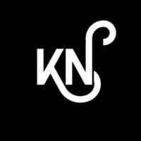 création de logo de lettre kn sur fond noir. concept de logo de lettre initiales créatives kn. conception de lettre kn. conception de lettre blanche kn sur fond noir. kn, kn logo vecteur