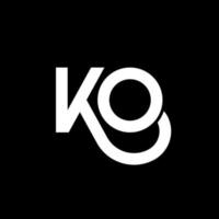 création de logo de lettre ko sur fond noir. ko concept de logo de lettre initiales créatives. conception de lettre ko. ko lettre blanche sur fond noir. ko, ko logo vecteur