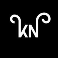 création de logo de lettre kn sur fond noir. concept de logo de lettre initiales créatives kn. conception de lettre kn. conception de lettre blanche kn sur fond noir. kn, kn logo vecteur